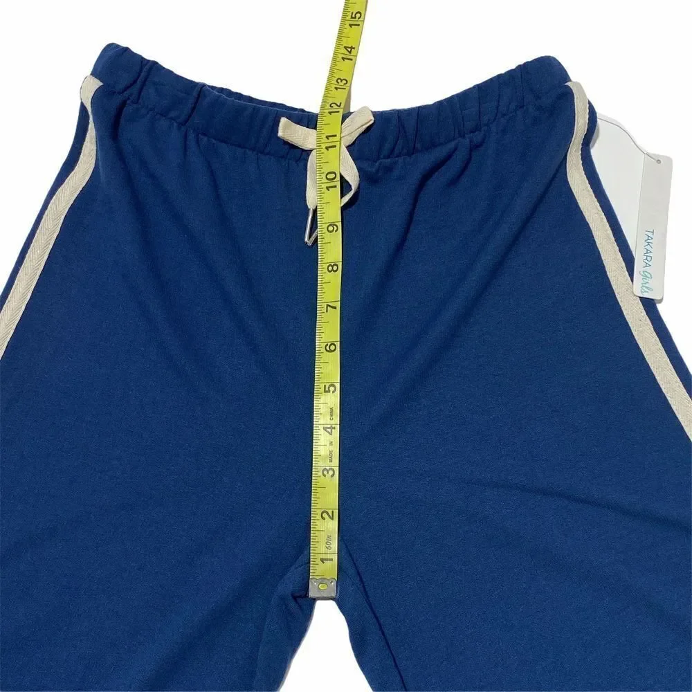 Takara Girls Blue French Terry Cropped Sweatpant L